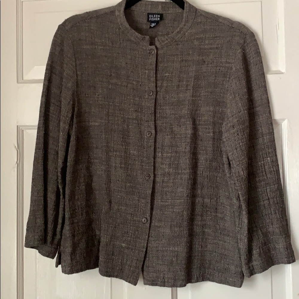 Eileen Fisher Italian Linen Blend Button Top M
